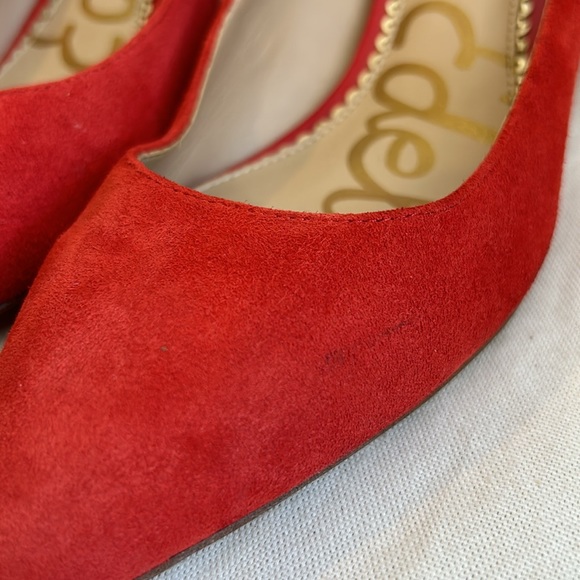 SAM EDELMAN size 8 Red Suede Low Heel. Used - Picture 6 of 6